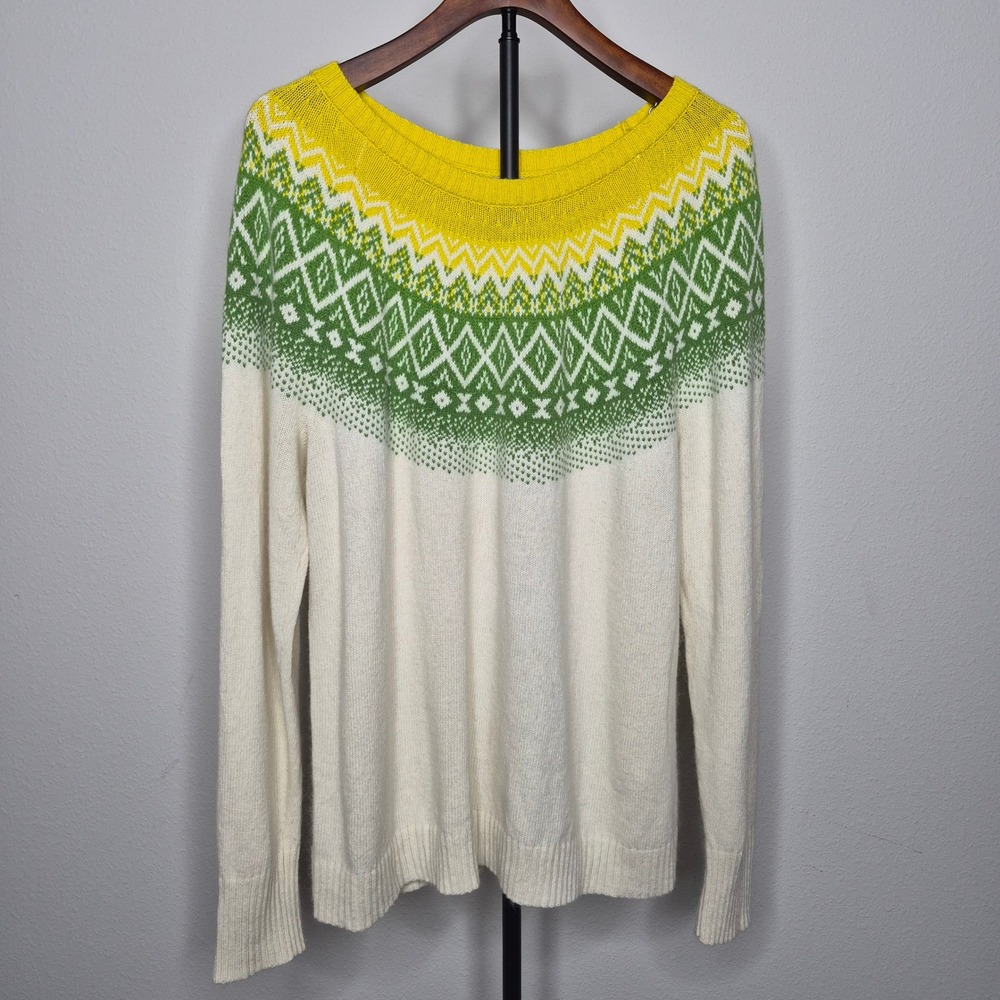 Gap Women XXL Fair Isle Yoke Sweater Angora Blend Long Sleeve Academia Cozy